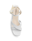 Zapatilla Blanco Dama Elegante Pulsera Tacon Ancho Moda Descubierta 4500180