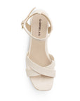 Zapatilla Beige Dama Elegante Pulsera Tacon Ancho Moda Descubierta 4500181