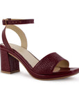 Zapatilla Vino Casual Mujer Tacon Ancho Punta Cuadrada Pulsera 4500186