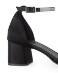 Zapatilla Negro Elegante Mujer Puntal Pulsera Pedreria Tacon Bajo 3201237