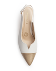 Zapatilla Beige Oro Destalonada Puntal Tacon Acampanado Moda Mujer 3201254