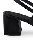 Zapatilla Negro Mujer Moda Tacon Cuadrado Punta Cuadrada Pulsera 3201300