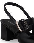 Zapatilla Negro Mujer Moda Tacon Cuadrado Punta Cuadrada Pulsera 3201300