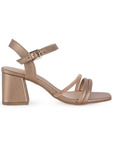 Zapatilla Oro Rosa Brillos Fiesta Dama Tacon Ancho Moda Elegante 3201319