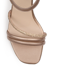 Zapatilla Oro Rosa Brillos Fiesta Dama Tacon Ancho Moda Elegante 3201319