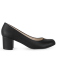 Zapatilla Negro Mujer Punta Redonda Tacon Ancho Casual Moda Formal 3201327