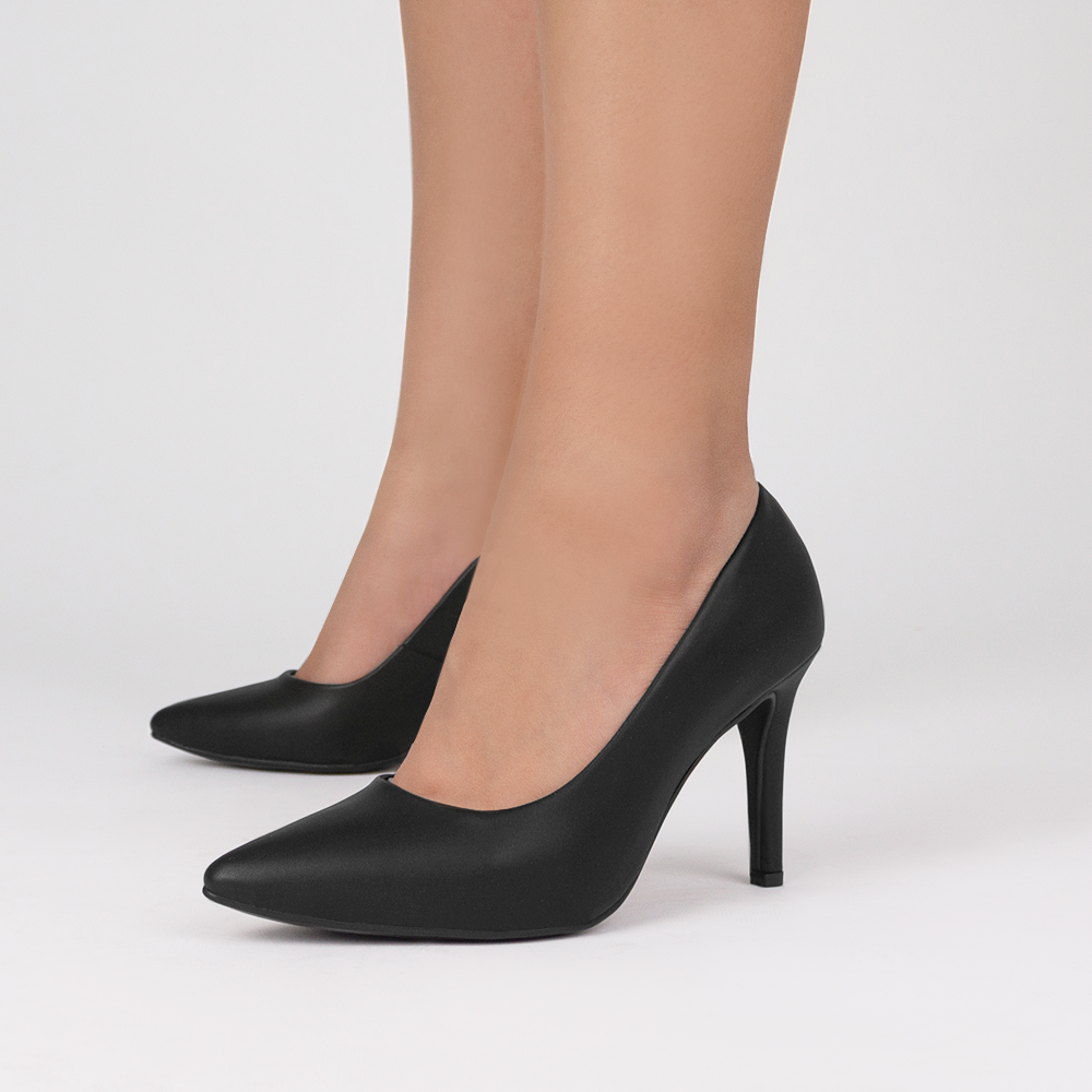 Zapatilla Negro Formal Mujer Stiletto Elegante Dama Tacon Delgado