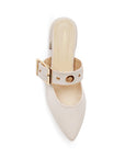 Zapatilla Beige Dama Casual Moda Herraje Tacon Bajo Comodo 3201357