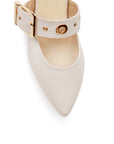 Zapatilla Beige Dama Casual Moda Herraje Tacon Bajo Comodo 3201357