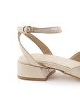 Zapatilla Beige Mujer Casual Tacon Bajo Ancho Puntal Pulsera Moda 3201359