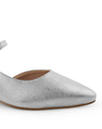 Zapatilla Plata Mujer Elegante Puntal Tacon Bajo Moda Dama 3201360