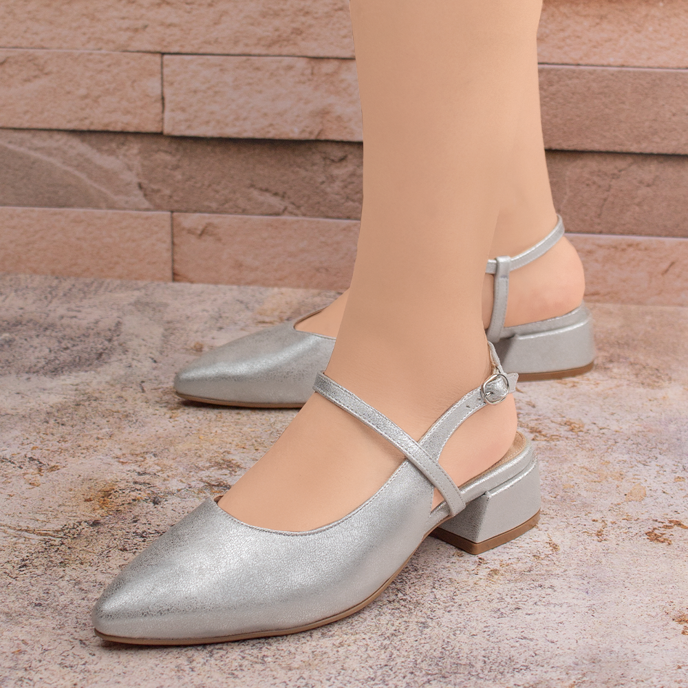 Zapatos Plateados Zapatillas Mujer Tacon Bajo Tacón Bajo Zapato