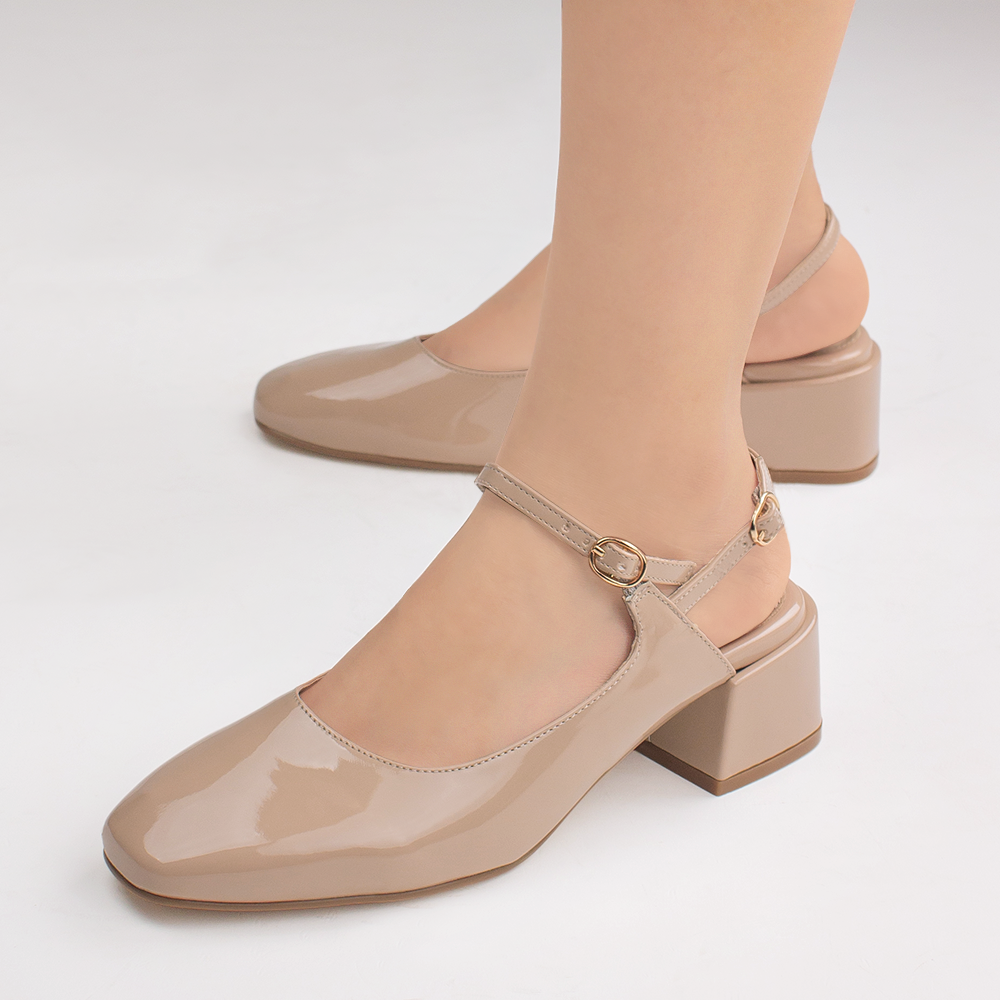 Zapatilla Maquillaje Dama Tacon Bajo Punta Cuadrada Elegante