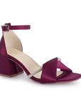 Zapatilla Vino Plata Dama Tacón Bajo Grueso Tira Gruesa Brillo Elegante 3201396