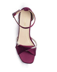 Zapatilla Vino Plata Dama Tacón Bajo Grueso Tira Gruesa Brillo Elegante 3201396