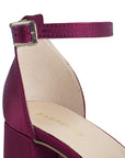 Zapatilla Vino Plata Dama Tacón Bajo Grueso Tira Gruesa Brillo Elegante 3201396