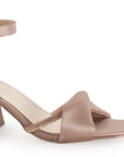 Zapatilla Maquillaje Oro Rosa Dama Tacón Bajo Grueso Tira Gruesa Brillo Elegante 3201398