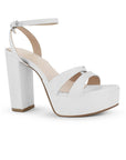 Zapatilla Blanco Fiesta Tiras Cruzadas Tacon Ancho Alto Elegante 3201421
