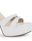 Zapatilla Blanco Fiesta Tiras Cruzadas Tacon Ancho Alto Elegante 3201421