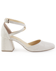 Zapatilla Beige Mujer Tacon Acampanado Moda Puntal Formal Casual 2640104