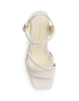 Zapatilla Beige Mujer Tacon Ancho Punta Cuadrada Tiras Cruzadas 2640113