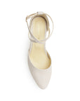 Zapatilla Beige Stiletto Tacon Bajo Puntal Pulseras Cruzadas 2640114
