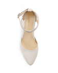 Zapatilla Beige Stiletto Tacon Bajo Puntal Pulseras Cruzadas 2640087