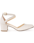 Zapatilla Beige Stiletto Tacon Bajo Puntal Pulseras Cruzadas 2640095