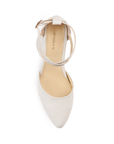 Zapatilla Beige Stiletto Tacon Bajo Puntal Pulseras Cruzadas 2640095