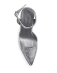 Zapatilla Plata Puntal Dama Tacon Delgado Pulsera Moda Formal 2000105