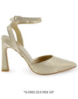 Zapatilla Oro Puntal Dama Tacon Delgado Pulsera Moda Formal 2000106