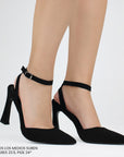 Zapatilla Negro Puntal Dama Tacon Delgado Pulsera Moda Formal 2000112
