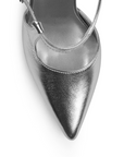 Zapatilla Plata Puntal Moda Mujer Tacon Delgado Escultural Hebilla 2000121