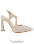 Zapatilla Beige Puntal Moda Mujer Tacon Delgado Escultural Hebilla 2000125