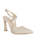 Zapatilla Beige Puntal Moda Mujer Tacon Delgado Escultural Hebilla 2000125