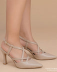 Zapatilla Maquillaje Puntal Mujer Stiletto Tiras Cruzadas Pulsera Moda 2000132