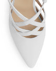 Zapatilla Blanco Puntal Mujer Stiletto Tiras Cruzadas Pulsera Moda 2000134