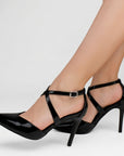 Zapatilla Negro Dama Tacon Delgado Puntal Elegante Moda Mujer 2000136