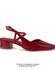 Zapatilla Rojo Mujer Tacon Bajo Ancho Ajuste Hebilla Elegante 2000138