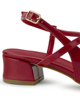 Zapatilla Rojo Mujer Tacon Bajo Ancho Ajuste Hebilla Elegante 2000138