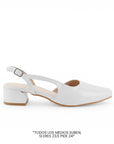 Zapatilla Blanco Dama Tacon Bajo Puntal Destalonado Moda Elegante 2000143