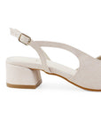 Zapatilla Beige Dama Tacon Bajo Puntal Destalonado Moda Elegante 2000145