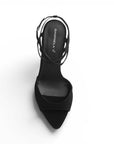 Zapatilla Negro Tacon Mujer Tiras Tobillo Puntal Descubierto Moda 2000146