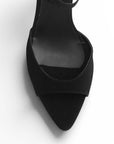 Zapatilla Negro Tacon Mujer Tiras Tobillo Puntal Descubierto Moda 2000146