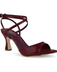 Zapatilla Vino Tacon Mujer Tiras Tobillo Puntal Descubierto Moda 2000153