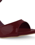 Zapatilla Vino Tacon Mujer Tiras Tobillo Puntal Descubierto Moda 2000153
