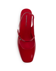 Zapatilla Rojo Punta Cuadrada Dama Elegante Tacon Adorno Hebilla 2000057