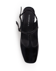 Zapatilla Negro Dama Tacon Bajo Pulsera Talon Descubierto Casual 2000058