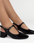 Zapatilla Negro Dama Tacon Bajo Pulsera Talon Descubierto Casual 2000058