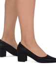 Zapatilla Negro Dama Stiletto Tacon Ancho Puntal Casual Moda 2000061